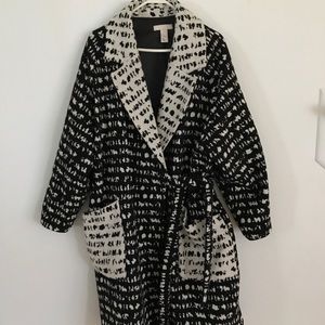 H&M Wool blend Dotted Tie Coat